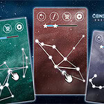 Constellation Energy Lines Cartões de jogo com constelações e símbolos astrológicos em um fundo estrelado