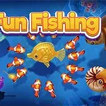 Fun Fishing Imagem do jogo Fun Fishing com peixes coloridos e o logo do jogo