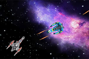 Pilote sua nave de combate espacial em meio a uma chuva de tiros e naves inimigas