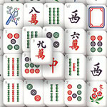 Peças de mahjong dispostas aleatoriamente com caracteres e símbolos chineses