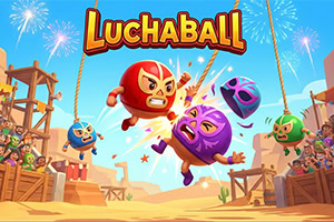 Joga um jogo de física sem fim com Luchaballs rolantes e máscaras coloridas