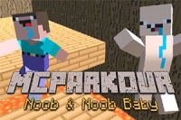 Em 3D two player mc parkour você tem que ajudar dois amigos a alcançar a