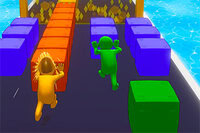 O jogo Push the Color apresenta quadrados coloridos, obstáculos e portões de