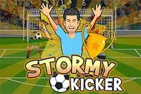 Seja um atacante de futebol profissional no jogo Stormy Kicker!